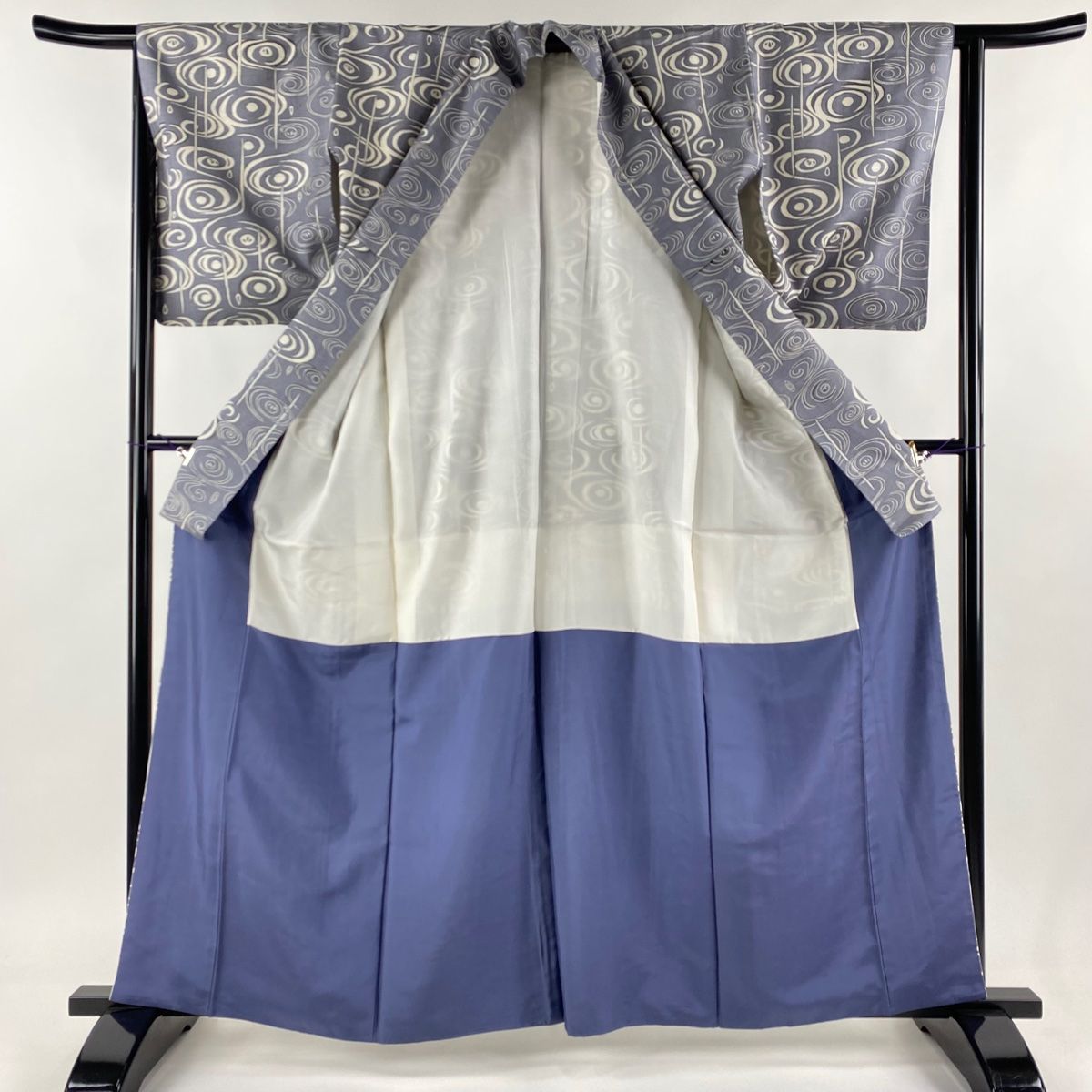 大島紬 身丈164.5cm 裄丈64cm M 袷 純泥染 証紙 草花 焦茶色 正絹 美品  