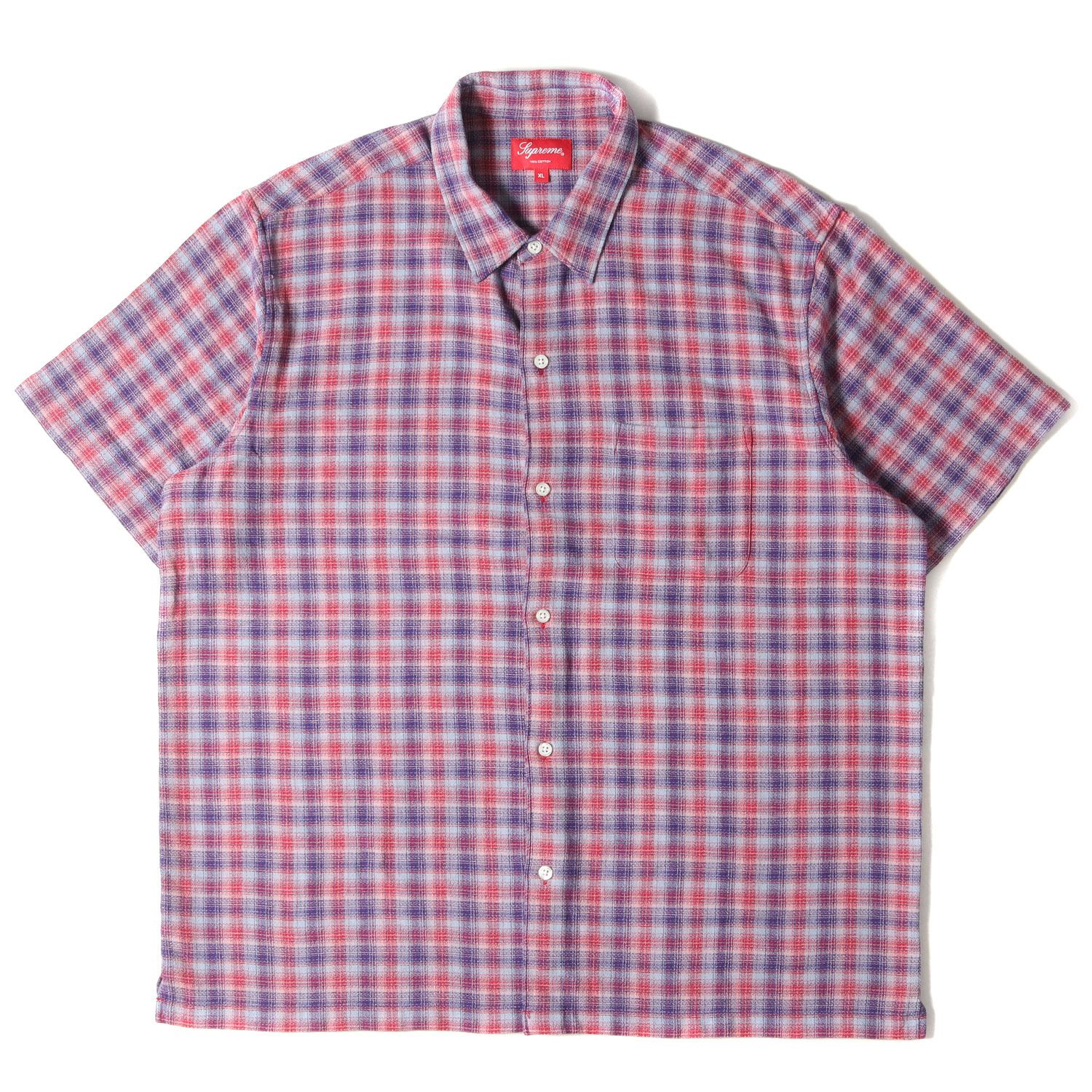Supreme Plaid S/S Shirt Color:Red Size:L
