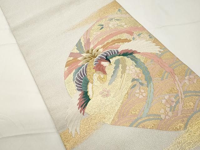 平和屋着物 爪搔き本綴れ 太鼓柄袋帯 鳳凰花文 金銀糸 正絹 CAAX9437yk