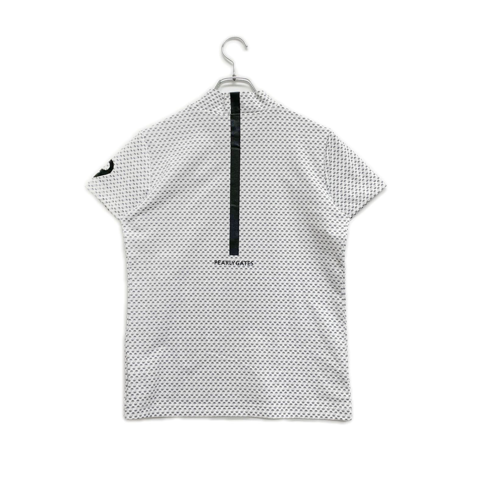 レディース パーリーゲイツ PEARLY GATES 半袖シャツ 2 L 白 ホワイト モックネック ヤシの木柄