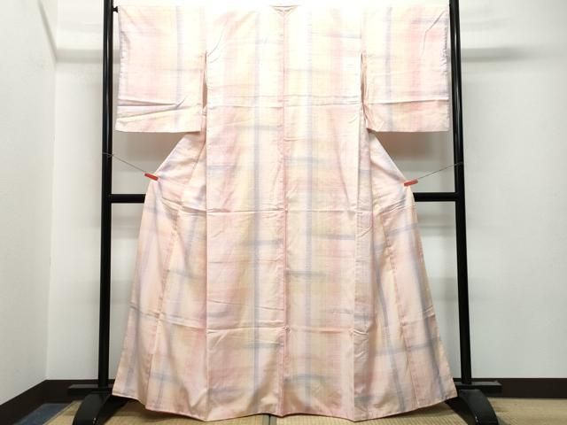 平和屋着物●紅花紬　米沢　格子柄　正絹　逸品　CAAU9607vf 平和屋着物○紅花紬 米沢 格子柄 正絹 逸品 CAAU9607vf - メルカリ