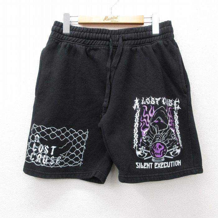 W33/古着 ショート スウェット パンツ ショーツ メンズ A LOST CAUSE 黒 ブラック 24jul13 中古 ボトムス 短パン ショーパン