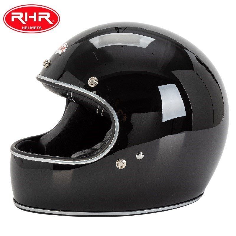 RHR 艶ありブラックバイクヘルメット高品質FRP素材 バイクヘルメットハーレーヘルメットトレロフルフェイスヘルメット軽量ヘルメットグラスファイバー  - メルカリ