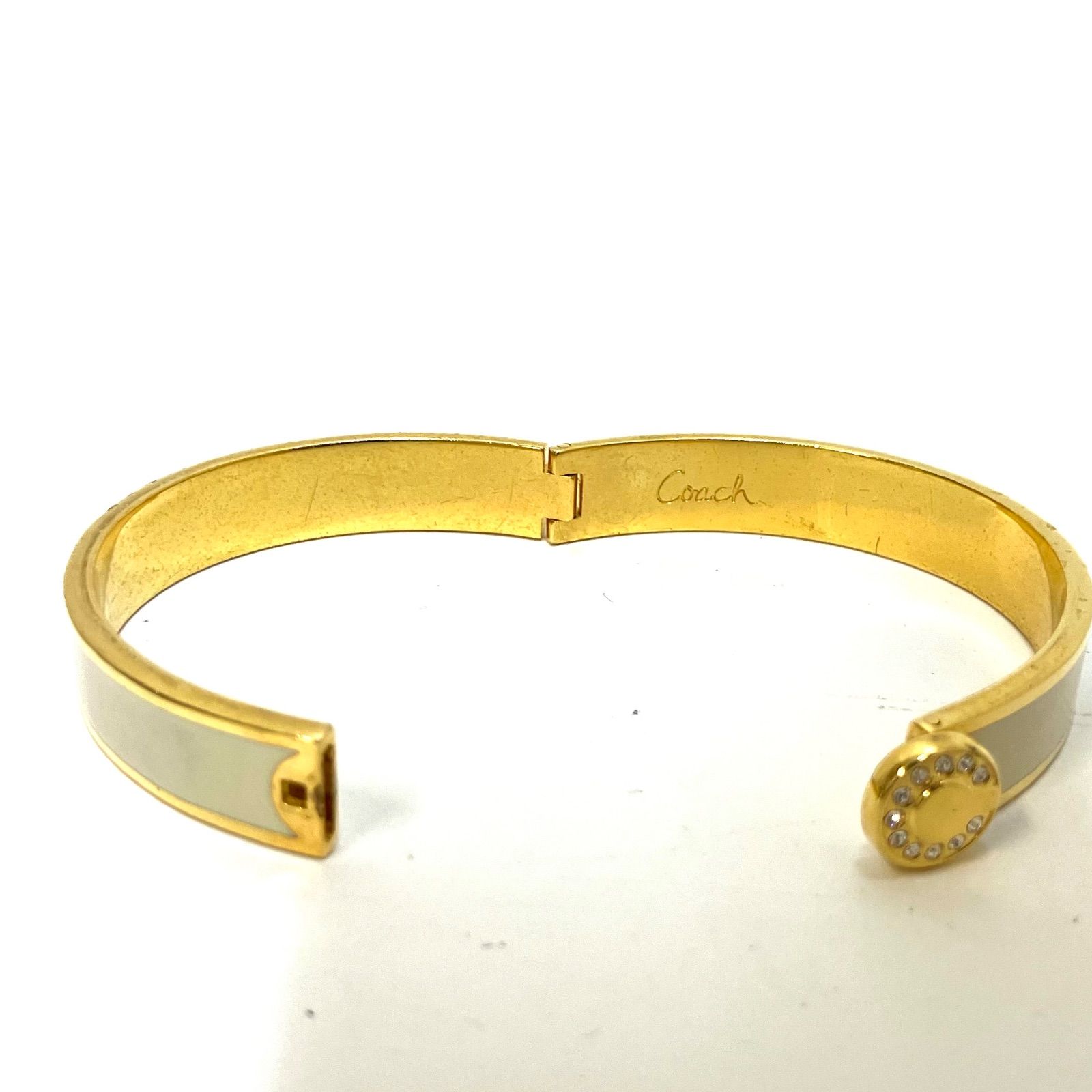 COACH ホワイト ゴールド バングル Brandol / COACH コーチ バングル バイカラー Cモチーフ