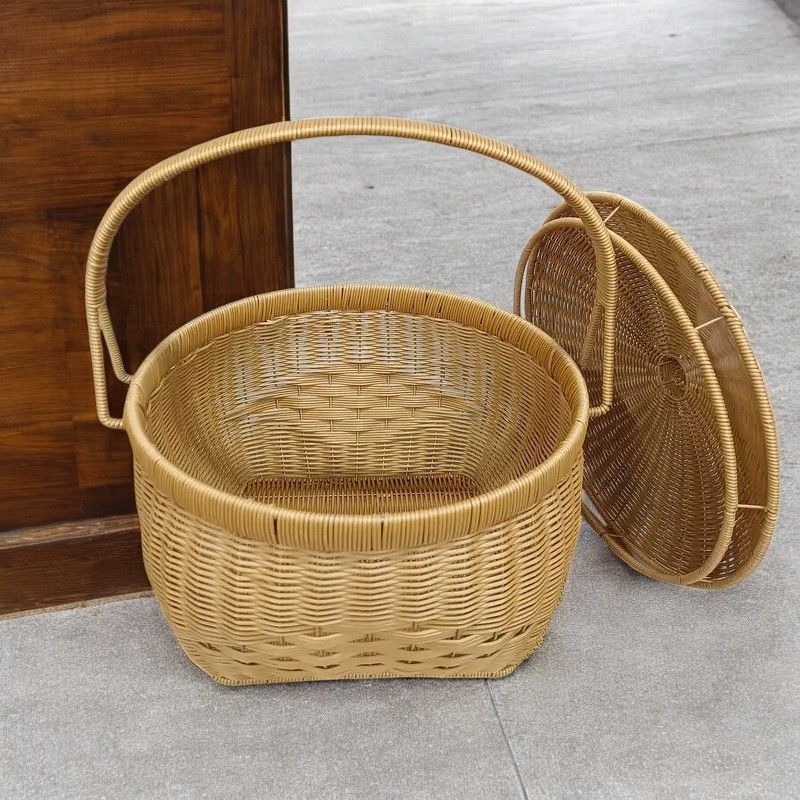 室内小物です 手作りラタン手織りバスケット 手作りバスケット 収納バスケット 収納かご 収納ボックス インテリア収納 インテリア小物入れ 小物入れ 棚バスケット リビング収納 小物収納 ピクニックバスケット ピクニ