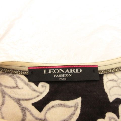 レオナール LEONARD カットソー 半袖 花柄 ベージュ こげ茶 LL *A844 レディース レオナール LEONARD カットソー 半袖 花柄 ベージュ こげ茶 LL