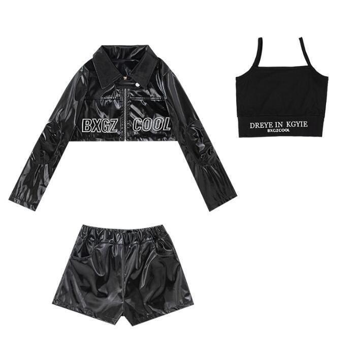 レザーヒップホップジャズダンス服 キッズ