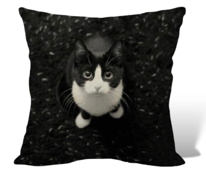 クッションカバー ハチワレ 猫 子猫 黒ネコ リビング ソファー インテリア かわいい 北欧