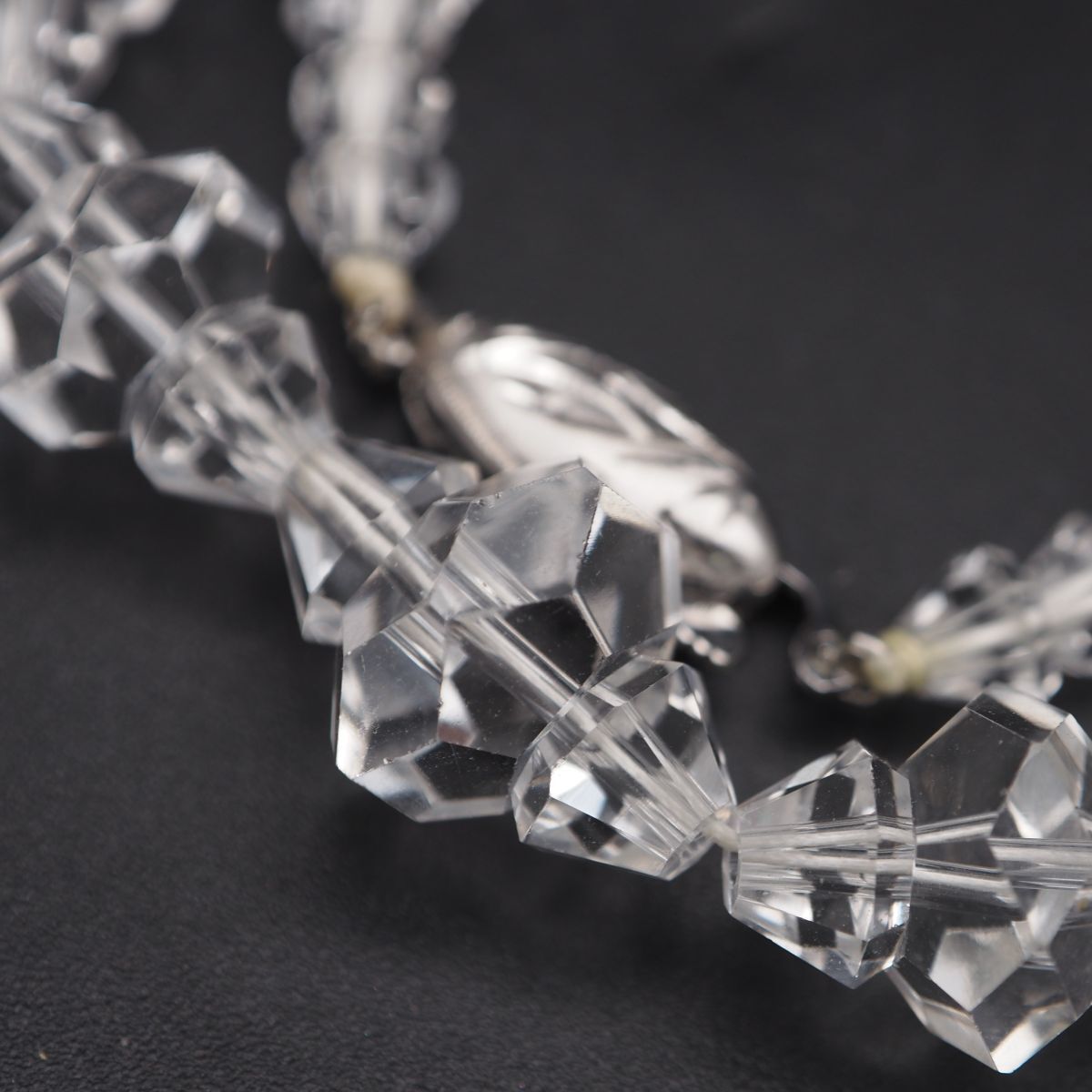 B845 水晶 SILVER刻印 ネックレス デザインカット シルバー