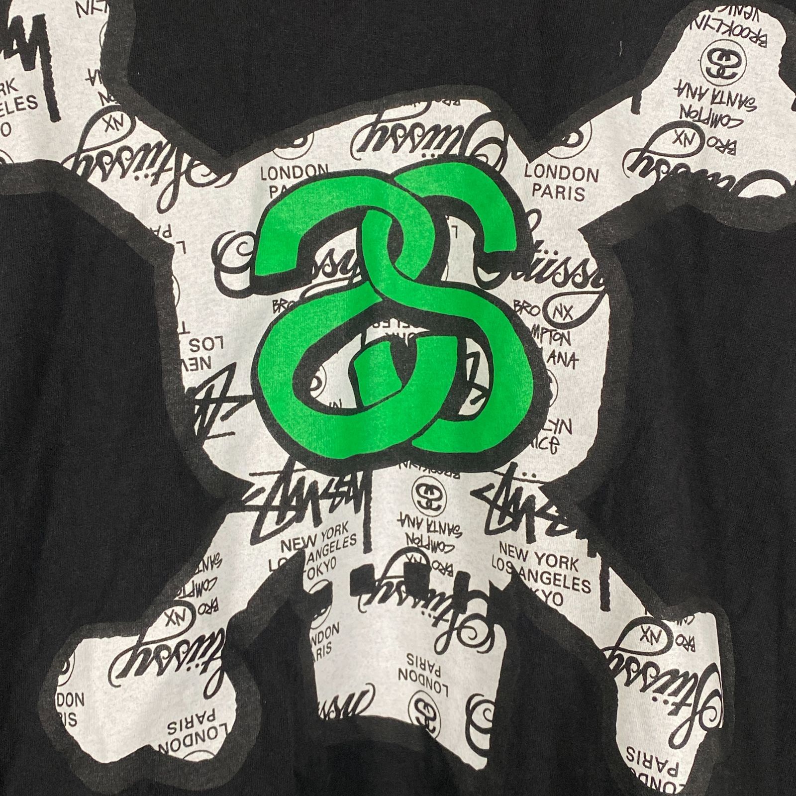 希少 00s STUSSY ステューシー Tシャツ 長袖 ロンT スカル SSリンク 黒 