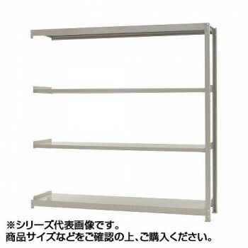 軽中量ラック　耐荷重150kgタイプ　連結　間口1200×奥行600×高さ1800mm　4段　アイボリー