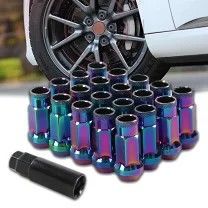 ホイールナット　ロング　貫通　専用工具付　日産　スバル　スズキ　20セット(虹色チタン M12 x 1.25)