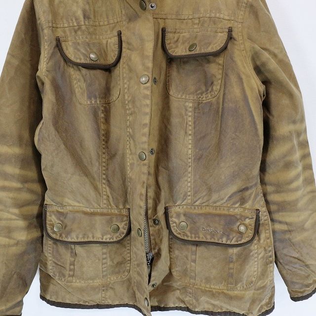 00s イングランド製 Barbour バブアー ユーティリティ オイルドジャケット オリーブ ( レディース UK10 ) 中古 古着 5/  m8793