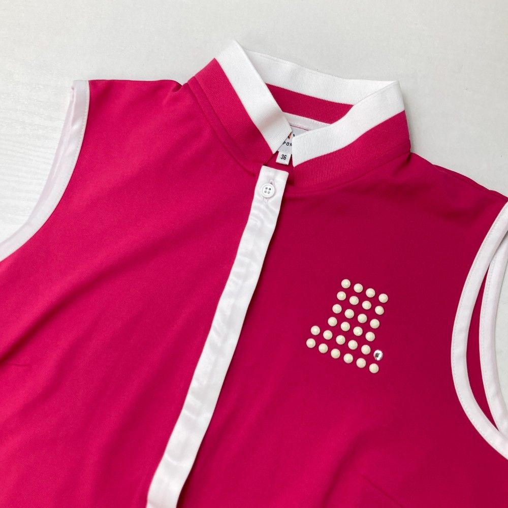 ランバンスポール　配色　ポロシャツ　M 38　ピンク　白　黒　半袖シャツ ランバンスポール 配色 ポロシャツ M 38 ピンク 白 黒 半袖