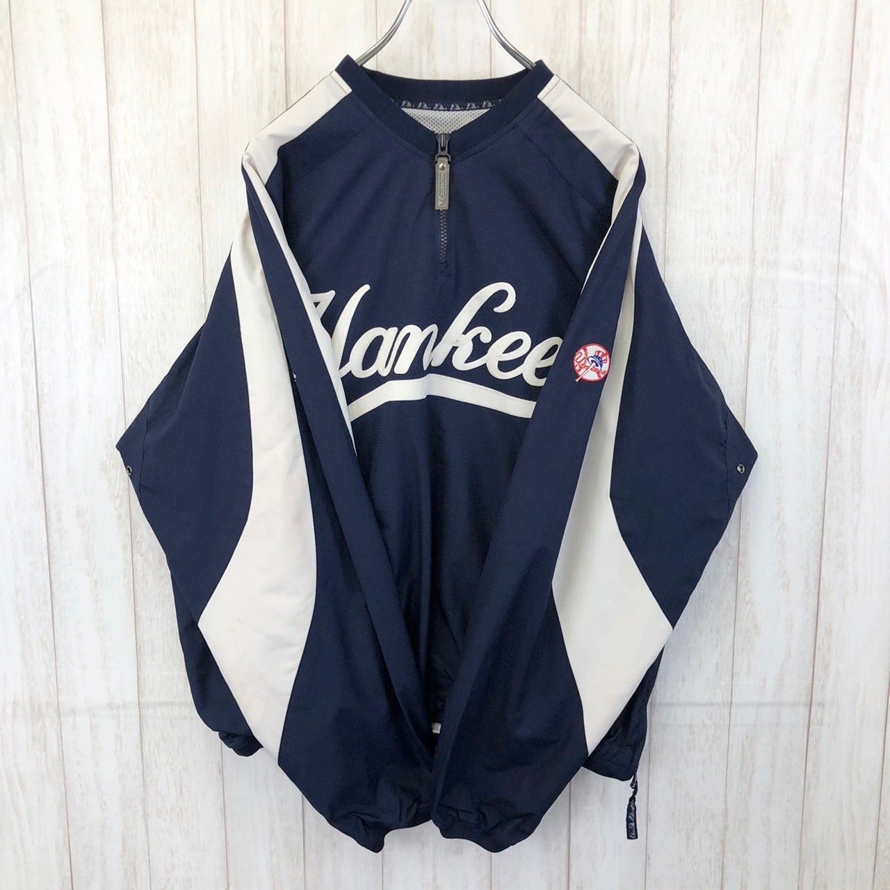 Majestic マジェスティック MLB ニューヨーク ヤンキース YANKEES ハーフジップ アノラック ナイロンジャケット