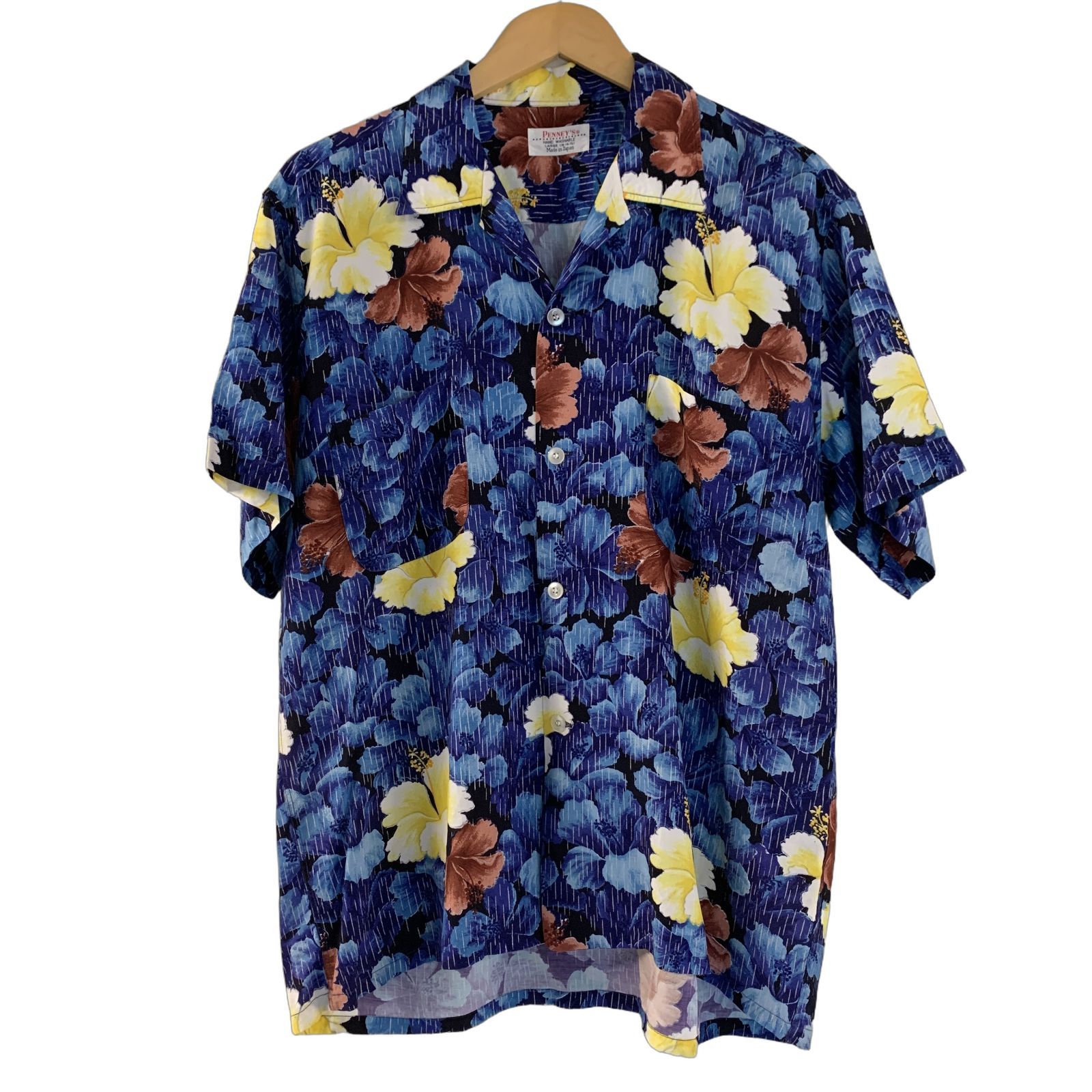 PENNEY'S アロハシャツ Mサイズ 60s 日本製 PENNEY'S アサガオ柄 レーヨン アロハシャツ M