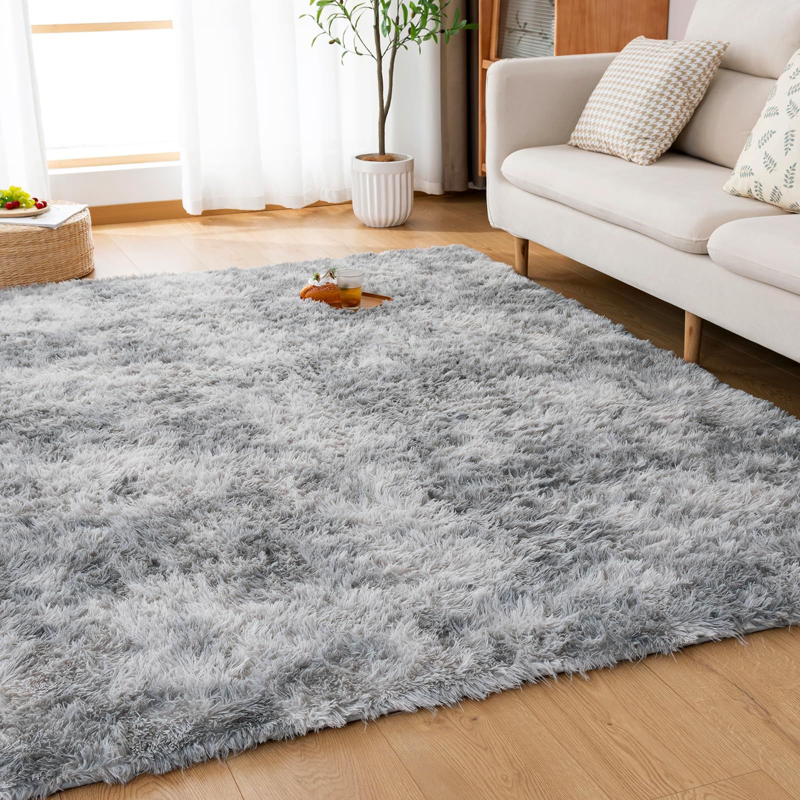 【数量限定】Softime ラグ カーペット シャギーラグ 長方形 約3畳200×250cm 洗えるラグ ラグマット 滑り止め 防音絨毯 ふわっと手触り オールシーズン (グレー 約3畳200×250cm)200250LGY