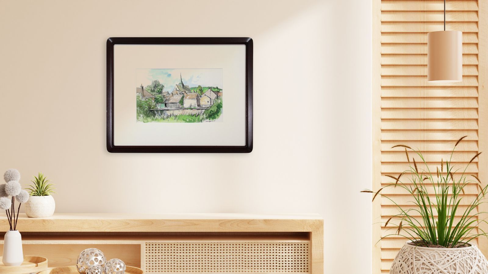 山岸正巳 「教会のある風景」 水彩画 絵画 - メルカリ