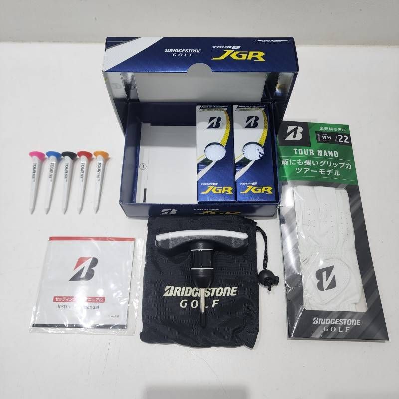 ゴルフ用品 4点セット BRIDGESTONE ゴルフボール ティー5本 グローブ セッティング機器 22503R21