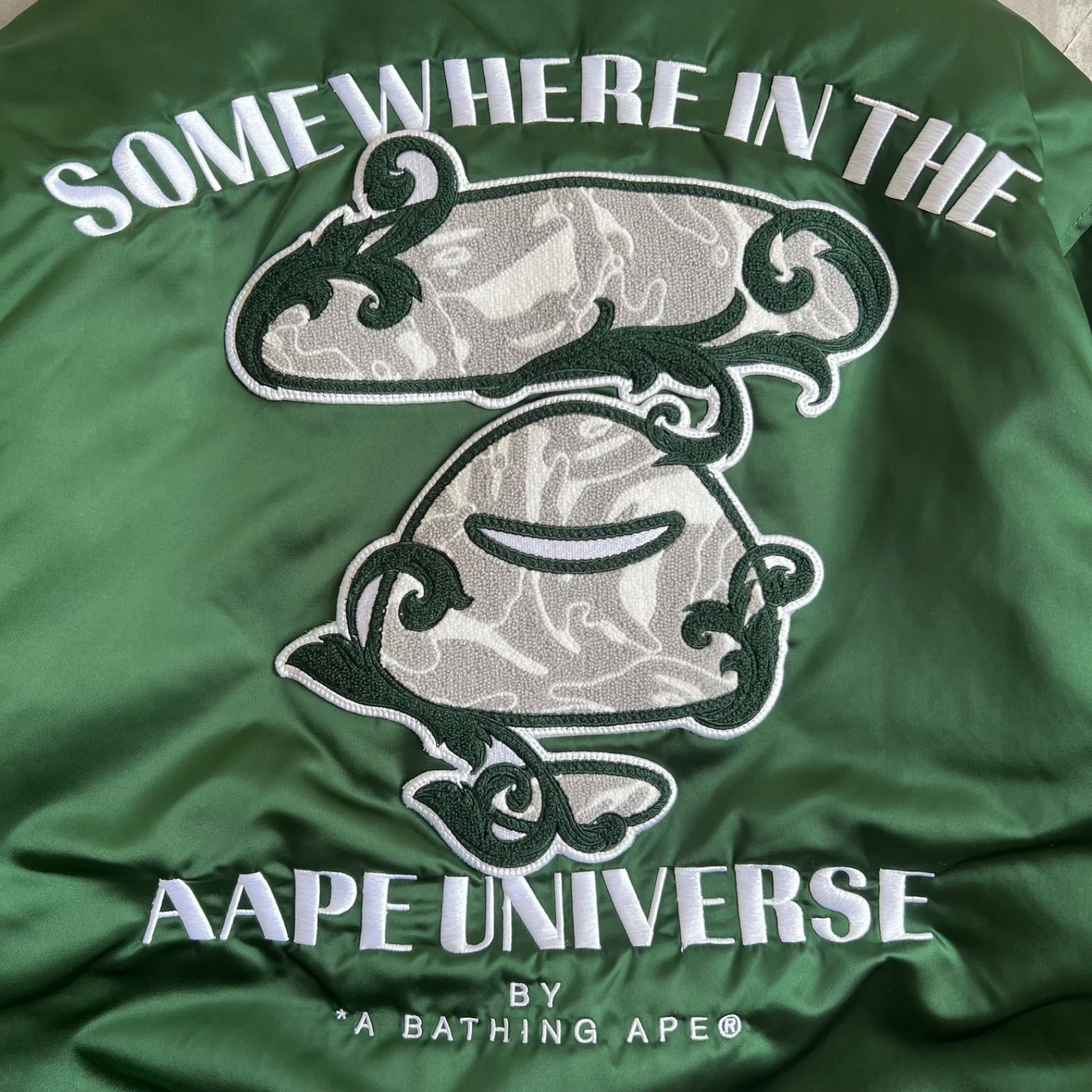 AAPE　アベイシングエイプ　UNIVERSE　サテンボンバージャケット　M AAPE BY A BATHING APE アベイシングエイプ UNIVERCE サテンボンバー