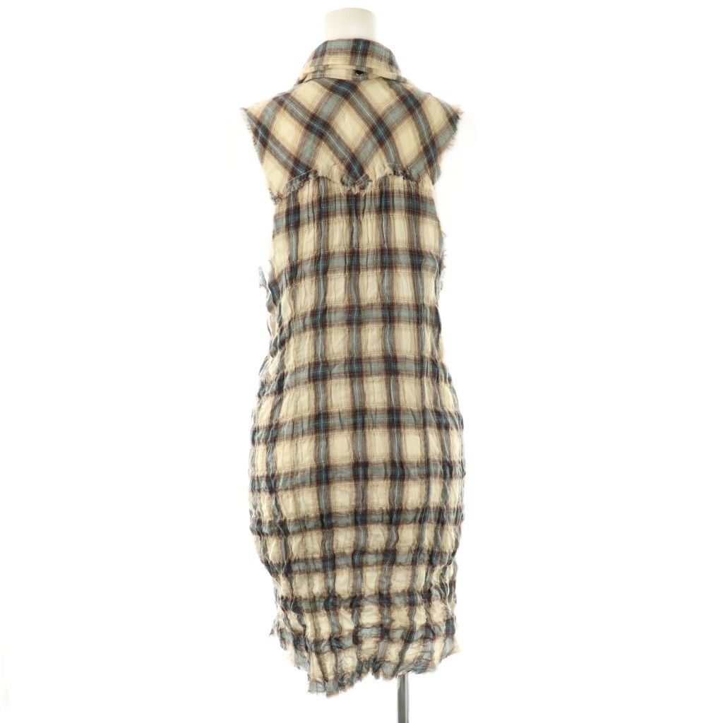 ルグランブルー L.G.B SHIRT-G NS MID チェックノースリーブシャツ チュニック丈 ラメ 0 アイボリー ブルー ブラウン ES OS