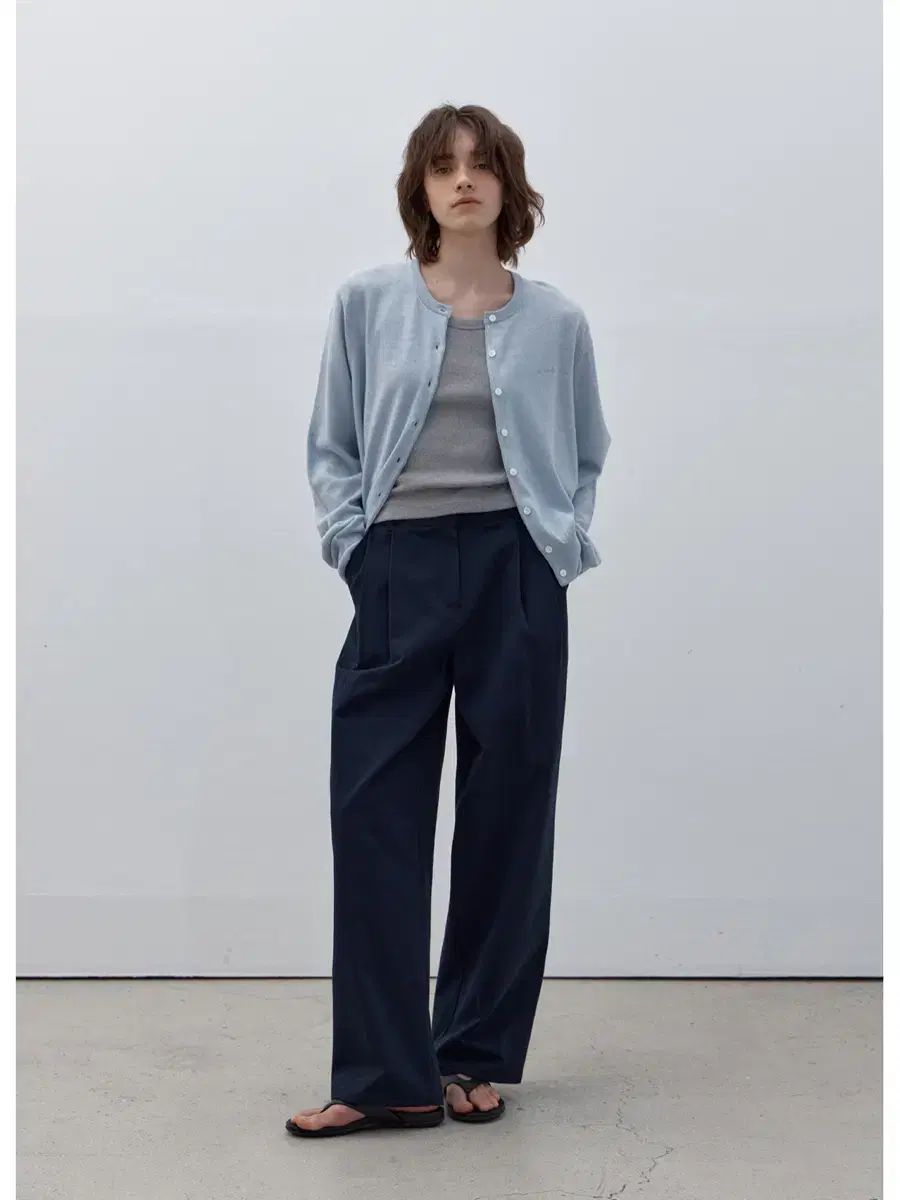 コード化されています クラシック コットン スラックス ネイビー M short