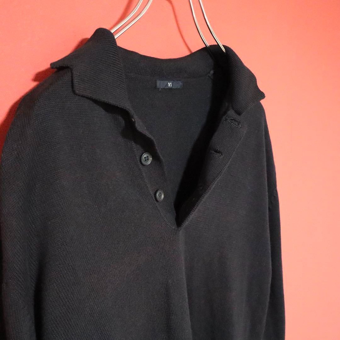 Y's ワイズ　ヨウジヤマモト ニット ポロシャツ Y's Yohji Yamamoto 襟デザイン ニットポロシャツ 長袖 - メルカリ