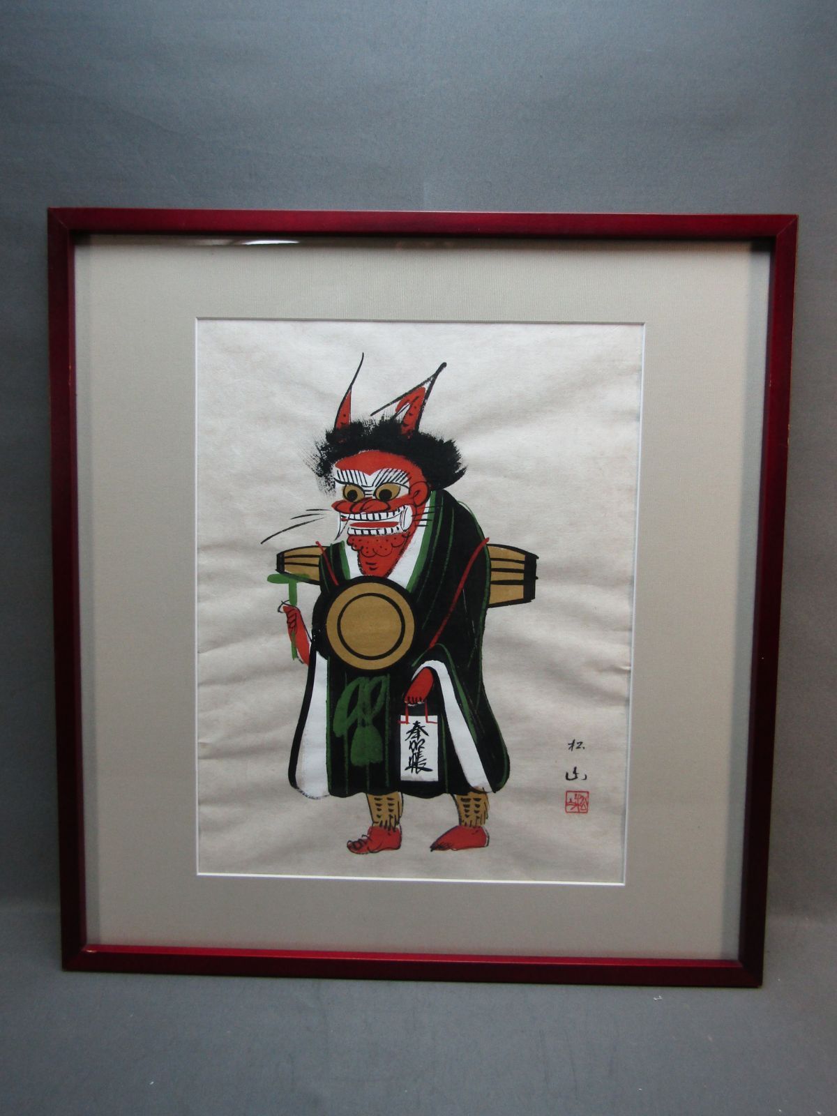 大津絵　版画　「鬼の寒念仏」　高橋松山 大津絵 高橋松山 木版画 鬼の寒念仏, 日本, 大正時代-昭和時代