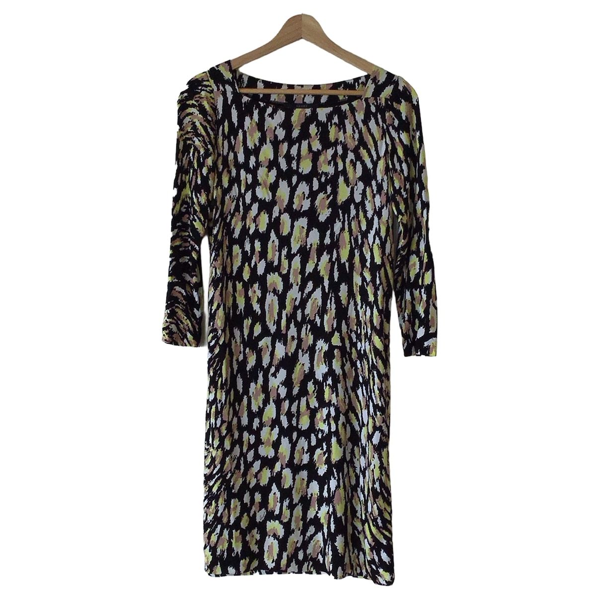 GUCCI グッチ ワンピース サイズS レディース - 284283 X6256 黒×白×マルチ 七分袖|ひざ丈