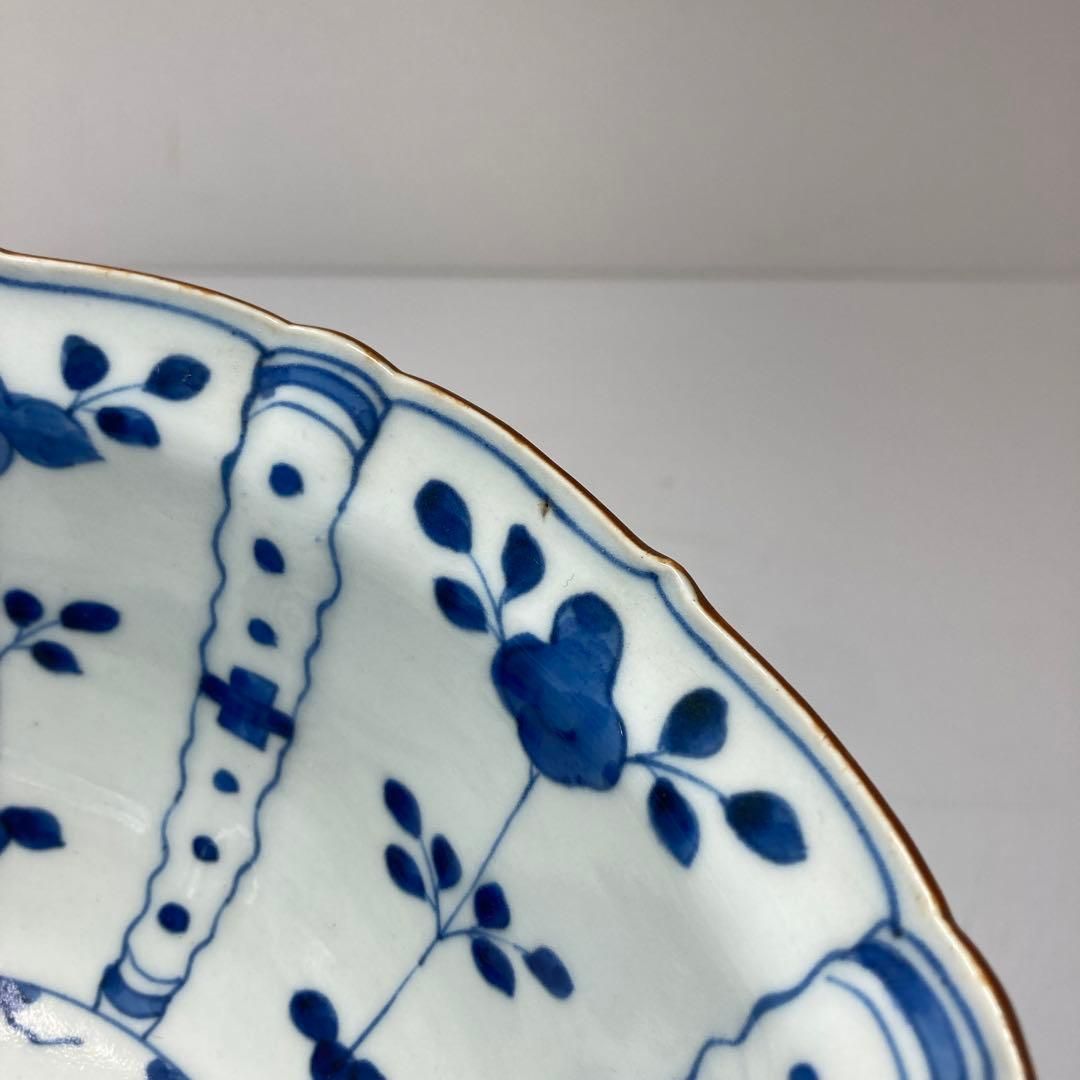 酒井田柿右衛門 染付鉢 丼 角福 木箱付 幅23.2㎝ 東Y5-1214☆2F 酒井田