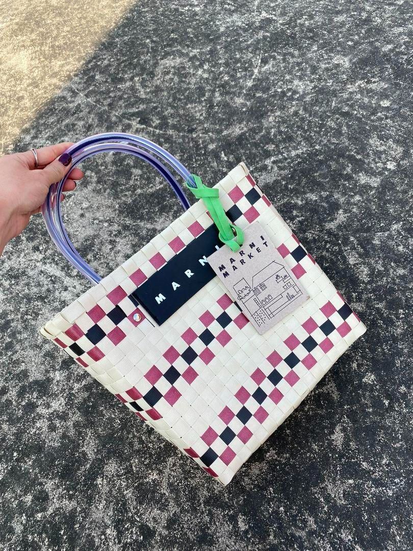 人気美品◇MARNI マルニ ピクニックバッグ トートバッグ ストロー ...