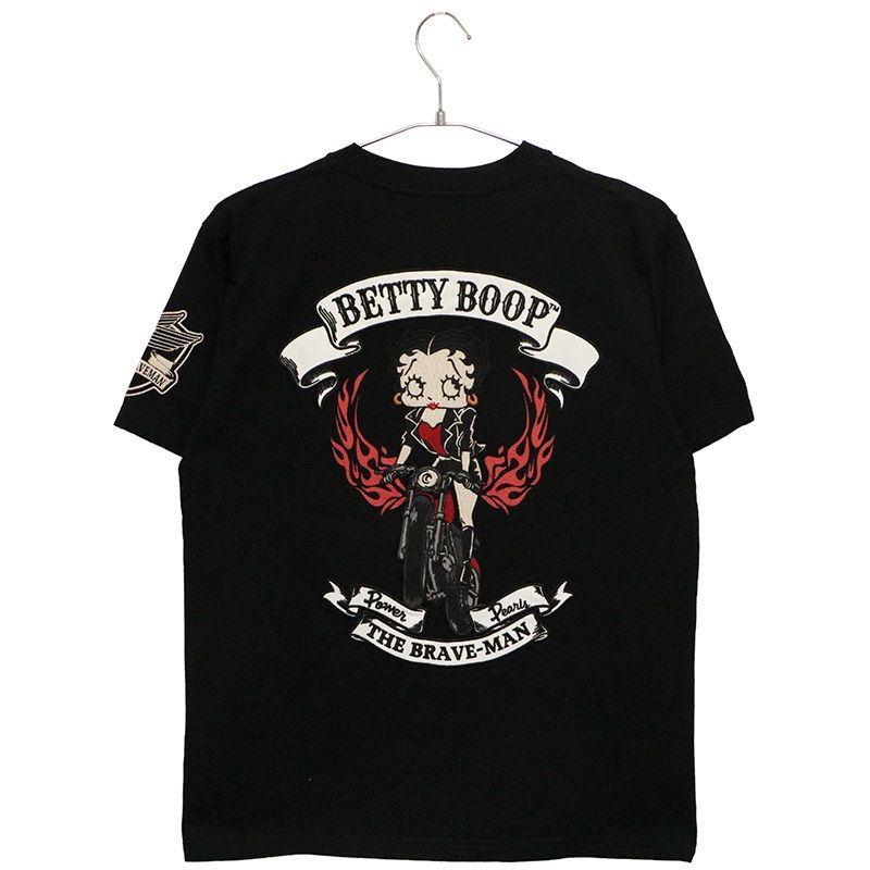 BLACK THE BRAVEMAN × BETTY BOOP ベティ × バイク 柄 刺繍 天竺 半袖 