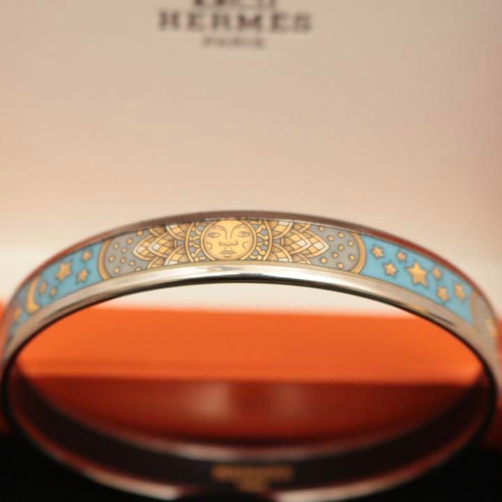 美品】HERMES エルメス エマイユ バングル 七宝 太陽 星 月柄