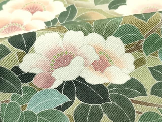 平和屋本店□極上 十日町友禅作家 阿部佳雪 訪問着 草花文 暈し染め 榛