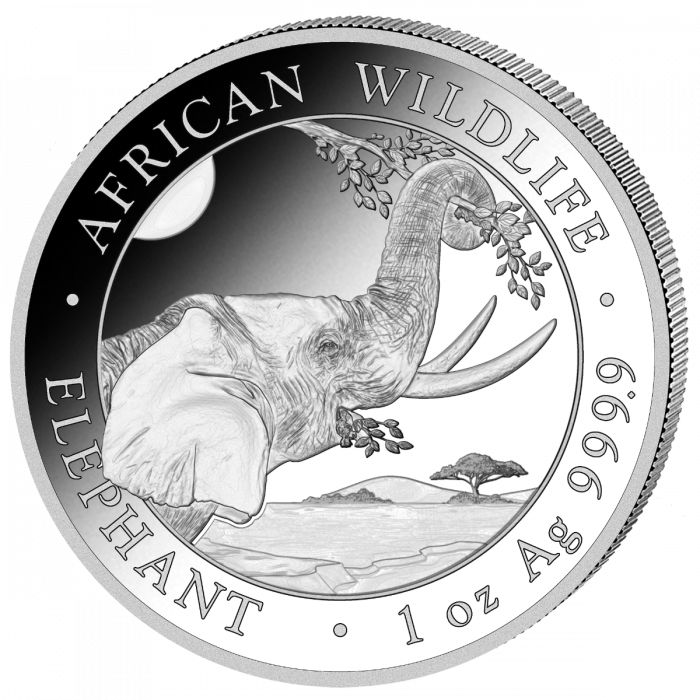 銀貨2023年(新品)ソマリア「アフリカ ワイルドライフ・ゾウ」純銀1 