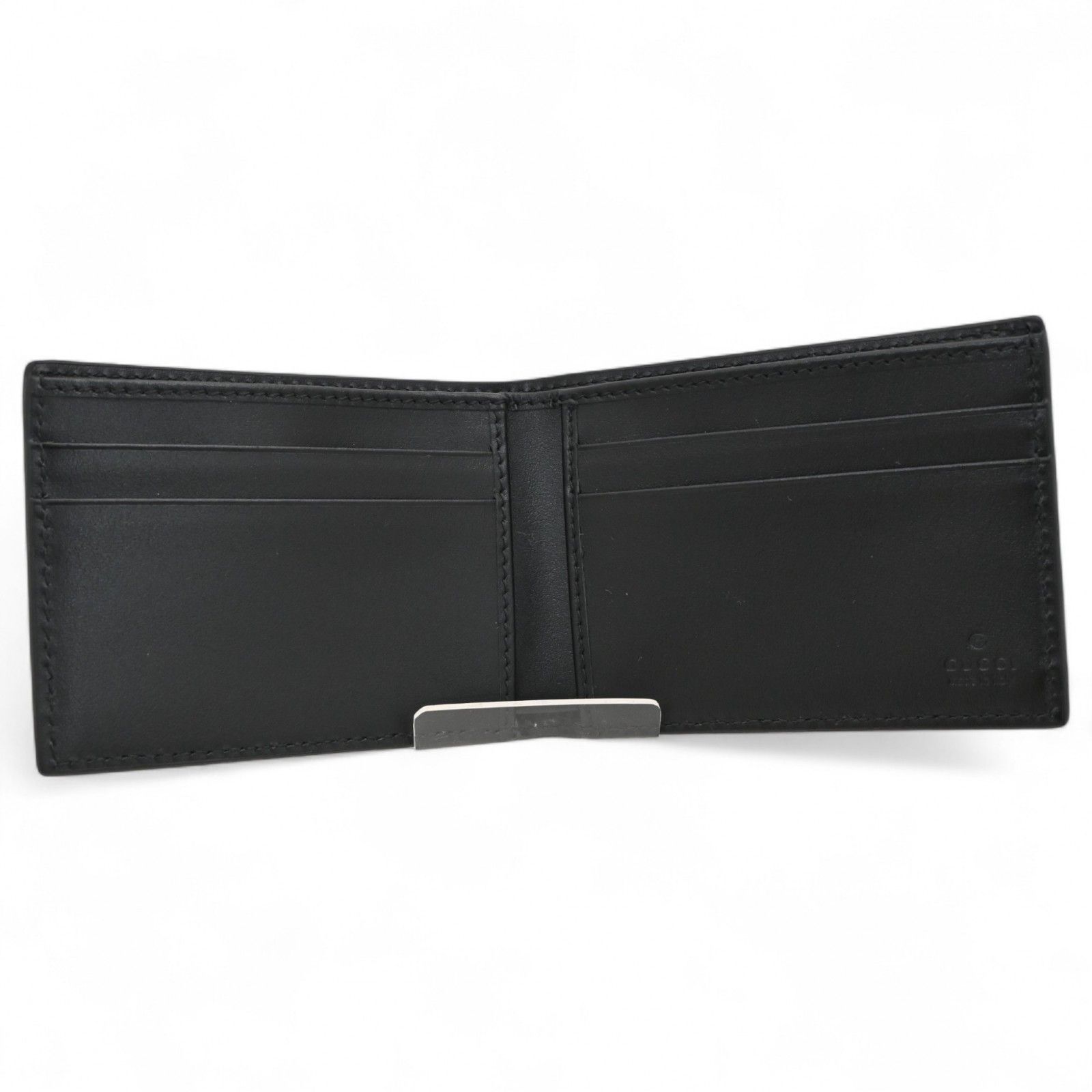 グッチ GGエンボス 二つ折り財布 札入れ レザー ブラック Aランク gu 9923 ss