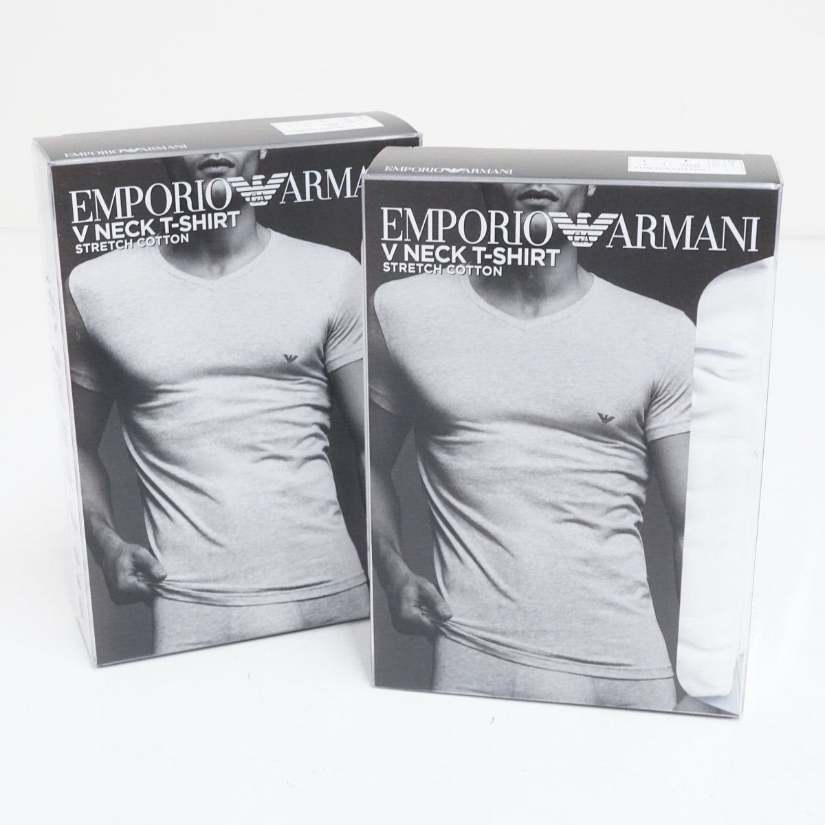 エンポリオアルマーニ EMPORIO SARMANI Vネック Tシャツ ホワイト 2枚 Lサイズ 半袖 ロゴ コットン X7661