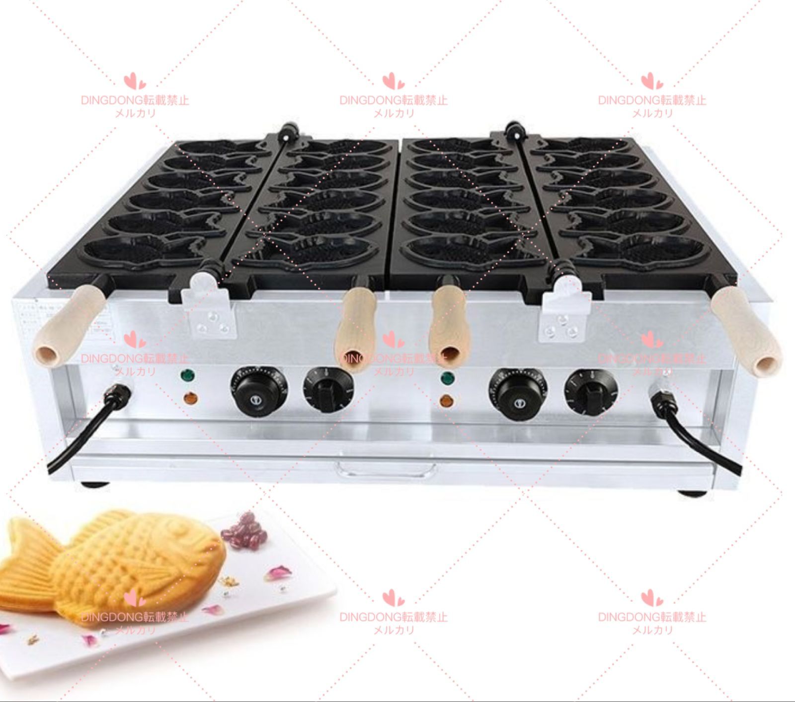 【送料無料】特売！電気 たい焼き器 6匹×2連 12匹焼ける！ 業務用 家庭用 １1０V 鯛焼き器