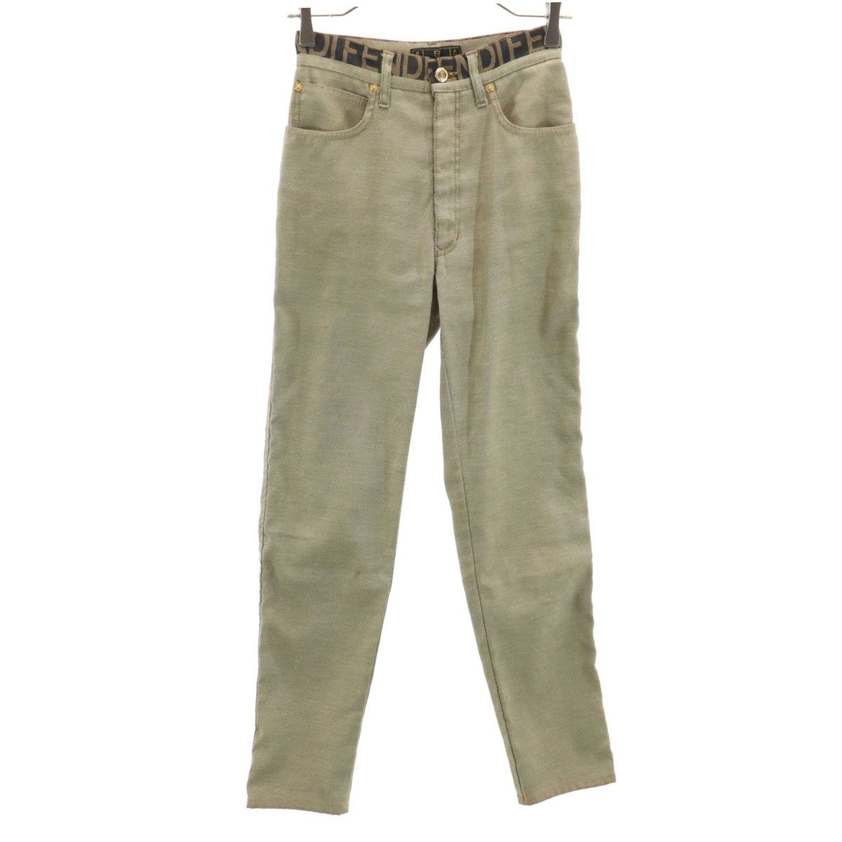 FENDI Jeans フェンディ ジーンズ イタリア製 スリムパンツ W26 オリーブ系 レディース 古着