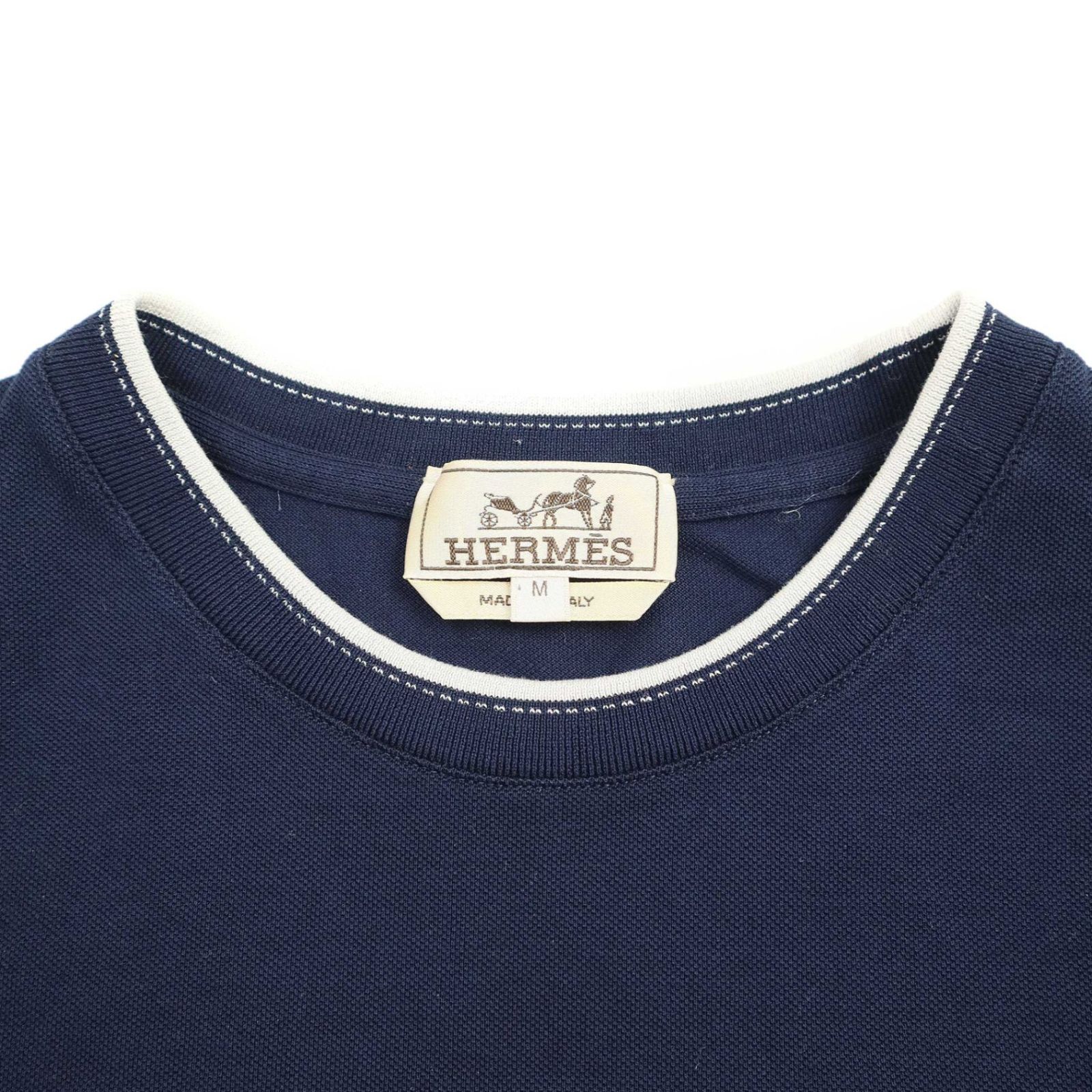 HERMES エルメス Hポケット クルーネックTシャツ ネイビー M HERMES エルメス Hポケット クルーネックTシャツ ネイビー M