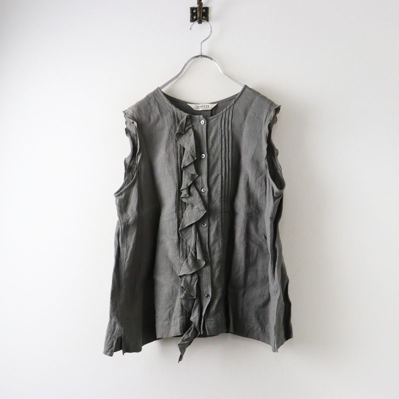 2024SS リゼッタ LISETTE ステラ リネンフリルノースリーブブラウス 38  
