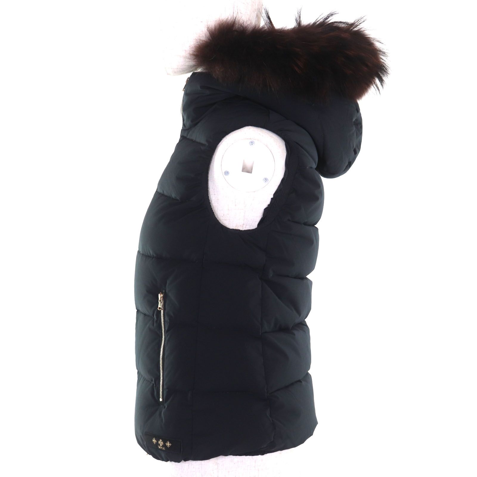 TATRAS タトラス LTA16A4498 SAVONAROLA ファー ロゴパッチ付き ダブルジップ ダウンベスト ブラック 2 ハンガー付き 正規品 レディース