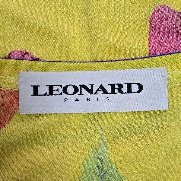 anc レオナール LEONARD カットソー 42 最新 黄色 マルチ フルーツ柄