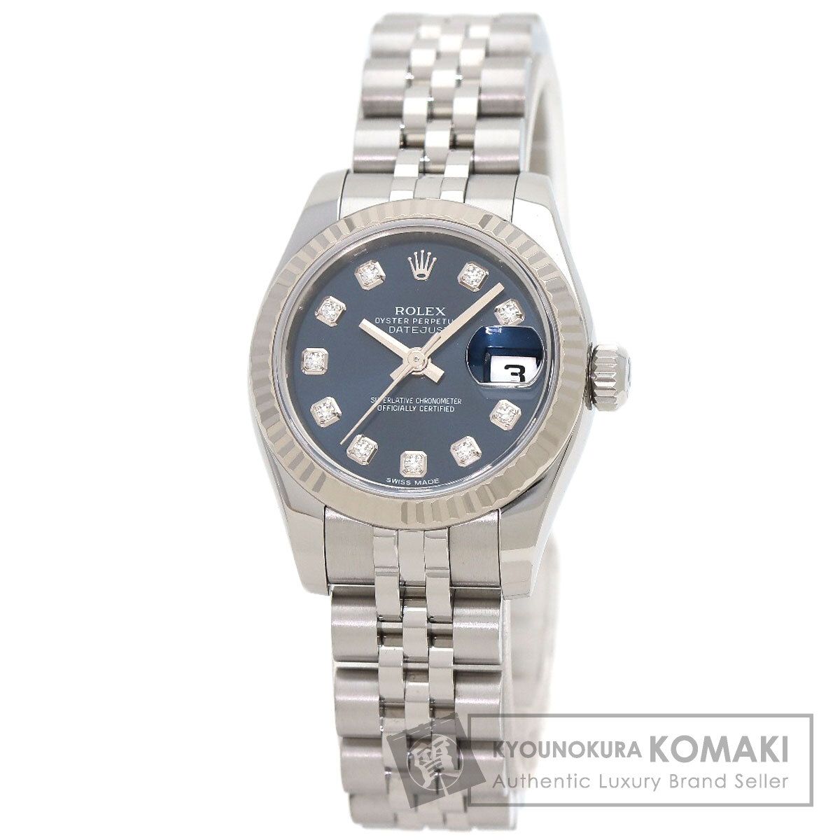 ROLEX ロレックス 179174G デイトジャスト 10P ダイヤモンド 腕時計 SS SS K18WG レディース