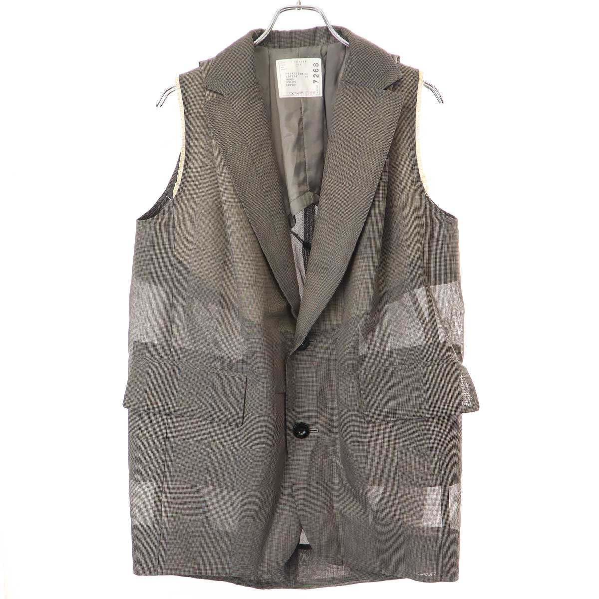 sacai サカイ 24SS カットオフスリーブレスオーバーベスト 24-07268 グレー 1