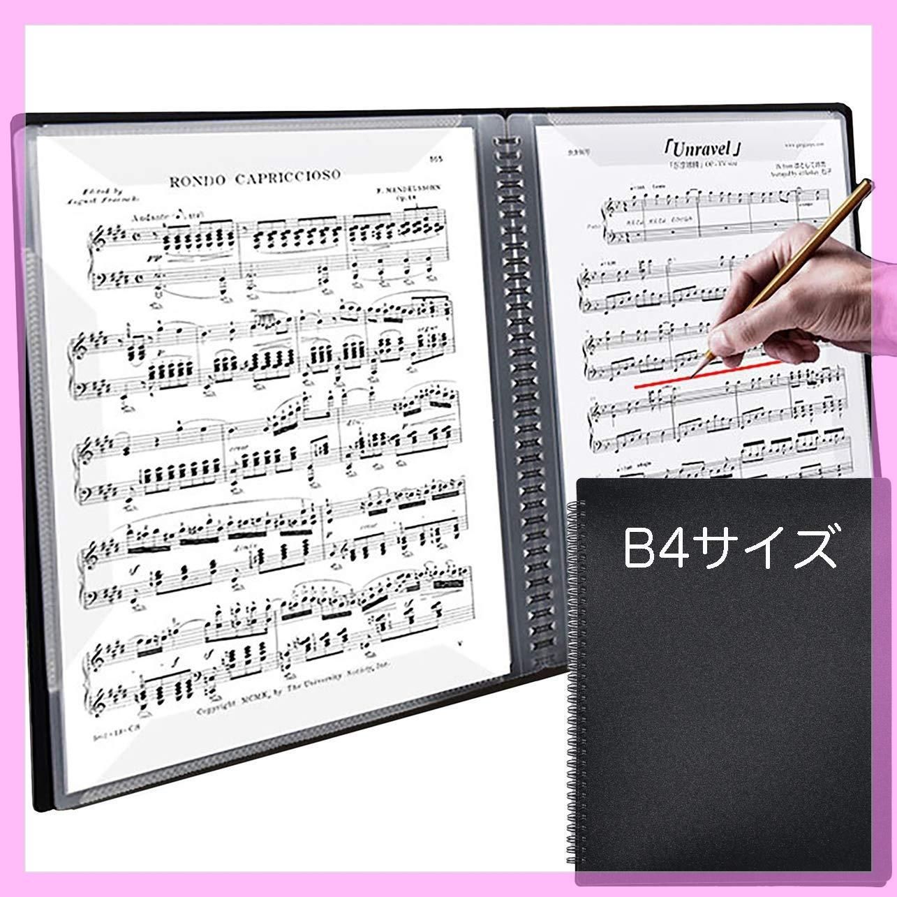 【ダサズニカケーる】楽譜を取り出さずに書き込み可能 音楽ファイル (B4， コイル式・無地， 黒)