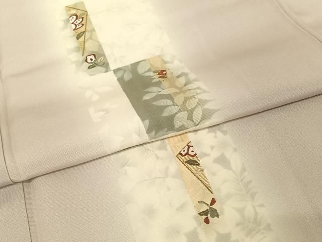 平和屋着物○訪問着 刺繍 花短冊文 牡丹鼠色地 暈し染め 金糸 ゑり善  