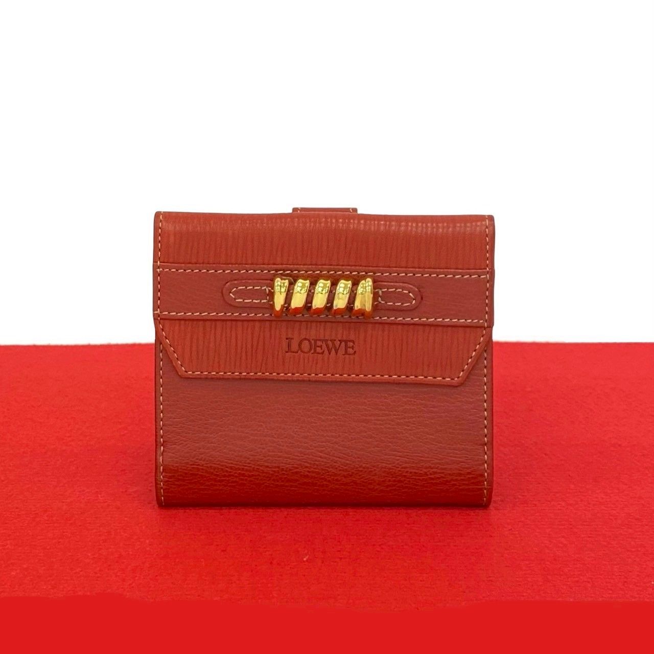 LOEWE ロエベ キーリング付きコインケース ブラウン レザー