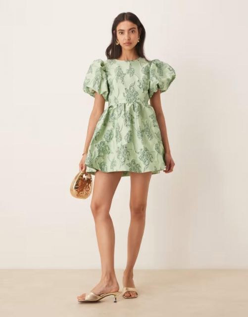 シスタージュン レディース ワンピース トップス Sister Jane Clover jacquard mini dress in sage green Green
