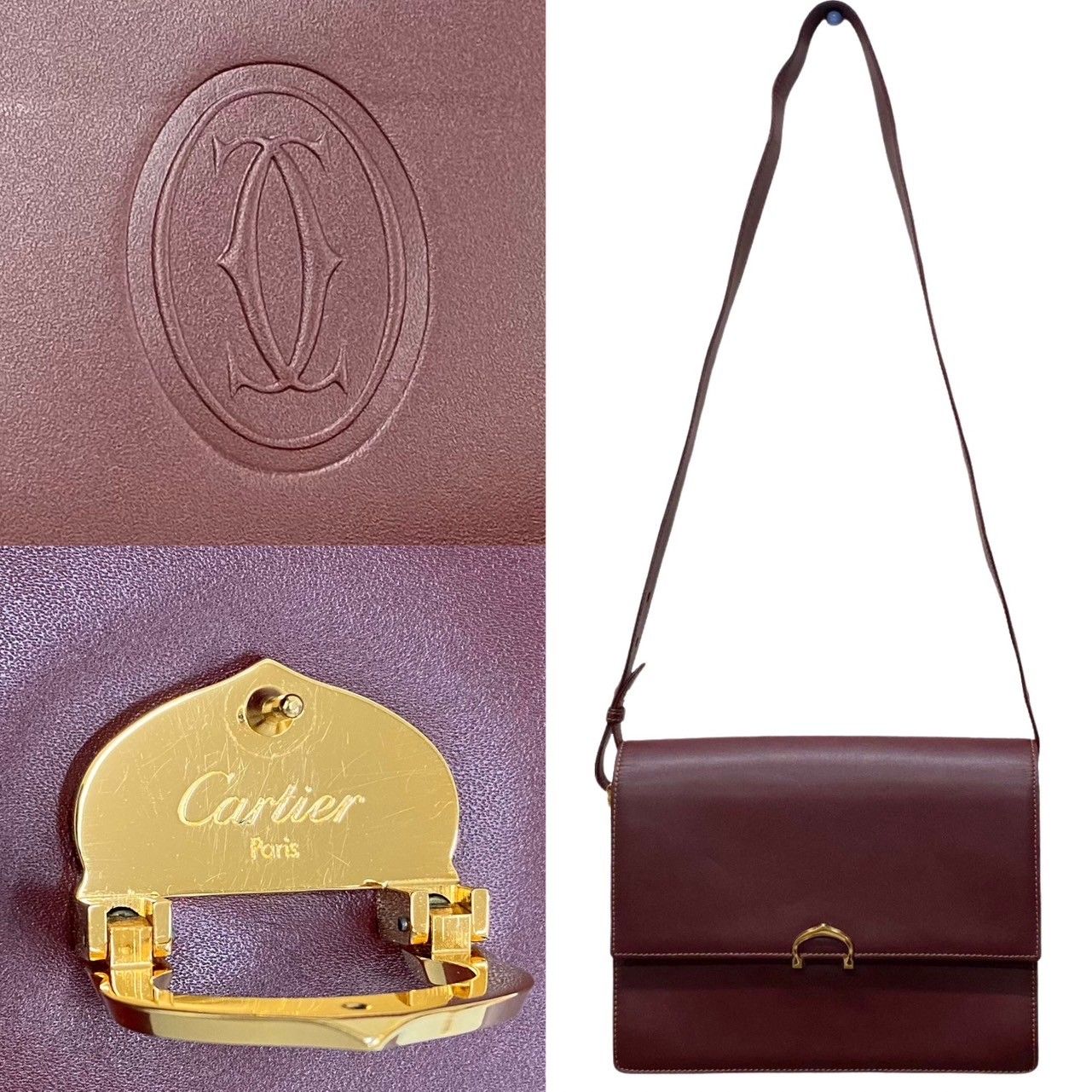 極 美品 袋付 CARTIER カルティエ マストライン レザー 本革 2way